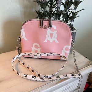 Steve Madden Signature Logo Chain Crossbody Bag Pink and Yellow NWOT